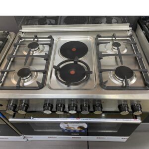Solstar 4 Gas Burner+2 Electric Plate Cooker,Silver 90cm”60cm